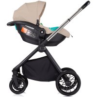 Carucior pentru copii Chipolino Encanto 3 in 1 tiramisu cu spatar reglabil, suspensii, bara detasabila, suport piciare ajustabil, maner reglabil si accesorii - 5