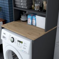 Dulap pentru masina de spalat, Hanah Home, pal melaminat, nuc si antracit, 65x60x183.6 cm - 6
