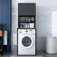 Dulap pentru masina de spalat, Hanah Home, pal melaminat, nuc si antracit, 65x60x183.6 cm - 8