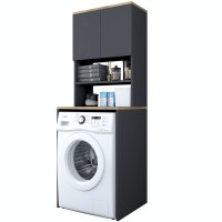 Dulap pentru masina de spalat, Hanah Home, pal melaminat, nuc si antracit, 65x60x183.6 cm - 9