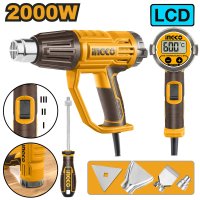 Pistol cu Aer Cald 2000W HG200058 – Control Digital LCD, Temperaturi 50-600°C, 3 Trepte de Debit Aer, Set Duze Inclus - 1