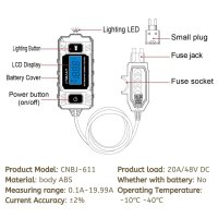 Tester Curent Auto Techstar® CNPJ-611, Cu Afisaj LCD Iluminat, Detectie Sigurante, Precizie ±2% - 2