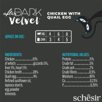 SCHESIR After Dark Velvet Mousse, Pui și Ou de Prepeliță, plic hrană umedă fără cereale pisici, (mousse), 80g - 5
