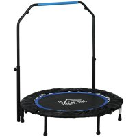 Trambulina fitness pliabila HOMCOM cu maner reglabil, cadru din otel, albastra, Ø102x99123 cm - 1