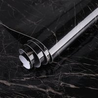 Set 3 X Autocolant Marmura NEGRU CU ALB 60 x 200 Autoadeziv Rezistent pentru Mobila - 1
