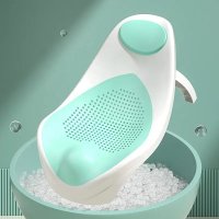 Suport de baie pentru copii, Little Mom, design ergonomic pliabil, prevazut cu Tetiera si suprafata texturata cu gauri de scurgere a apei, dimensiune 54 x 27.5 x 22 cm, Green - 1