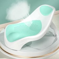 Suport de baie pentru copii, Little Mom, design ergonomic pliabil, prevazut cu Tetiera si suprafata texturata cu gauri de scurgere a apei, dimensiune 54 x 27.5 x 22 cm, Green - 2
