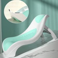 Suport de baie pentru copii, Little Mom, design ergonomic pliabil, prevazut cu Tetiera si suprafata texturata cu gauri de scurgere a apei, dimensiune 54 x 27.5 x 22 cm, Green - 12
