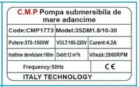 Pompa Submersibila CMP1773 3SDM1.8/10-30, 1500W, 12 m³/h, 160m Inaltime Refulare - 2