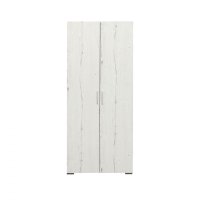 Dulap CORINNE, 2 usi, 1 raft, bara de haine, alb Elvetia, 80x50x188 cm - 1