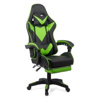 Scaun de gaming OFF 299 cu spatar reglabil si suport pentru picioare verde/negru - 1