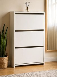 Dulap Pantofi Alb cu 3 Uși Rabatabile 113x70x24 cm - 1