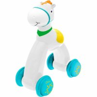 Jucarie push-go, Chicco, Cal, Cu roti, Design colorate si atragator, Emite sunete la utilizare, 12-36 luni, 18 x 11 x 26 cm, Alb - 1