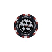 Jeton Poker Pro - 14g Negru din Lut cu Valoare Inscriptionata 100 - 1