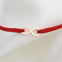 Bratara Infinit din aur roz 14K cu snur reglabil - 1