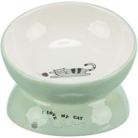 Trixie, castron ceramic ridicat ergonomic, verde, 0.15 L/ 13 cm - 1