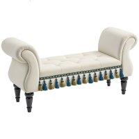 HOMCOM Bancă de Așteptare Vintage, Capacitate 150 kg, Dimensiuni 117x40x58 cm, Bej | Aosom Romania - 1