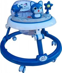 Premergator reglabil in 6 trepte de inaltime Novokids Happy Kitty Albastru, cu melodii, pliabil, greutate admisa 20 kg, roti silentioase - 4
