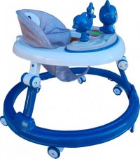 Premergator reglabil in 6 trepte de inaltime Novokids Happy Kitty Albastru, cu melodii, pliabil, greutate admisa 20 kg, roti silentioase - 1