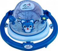 Premergator reglabil in 6 trepte de inaltime Novokids Happy Kitty Albastru, cu melodii, pliabil, greutate admisa 20 kg, roti silentioase - 3