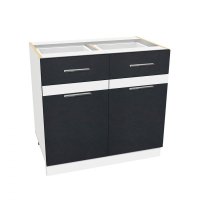 Corp inferior 80 YANA, 2 usi si 2 sertare, corp alb, fronturi gri + alb, 80x50x77 cm - 1