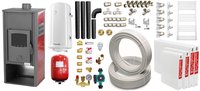Pachet complet de incalzire si apa calda pentru 3 camere, cu termosemineu Fornello Roma E, 22 kW, boiler 100 l si radiatoare - 1
