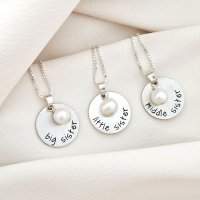 Set 3 lantisoare – Big, Middle & Little Sister – Argint 925 si charm picatura de Perla - 1