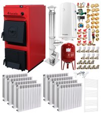 Pachet de incalzire Fornello T-PRO 40 kW cu cos de fum inox, calorifere din aluminiu si boiler - 1