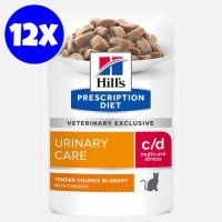 Hill's Prescription Diet Feline c/d Urinary Multi Stress Chicken, 12x85 g - 1