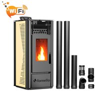 Semineu pe peleti Fornello SOPHIA WI-FI 11 kW cu kit de evacuare si telecomanda, culoare Ivory - 1
