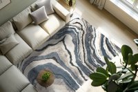Covor Bologna albastru 160x230 cm, design scandinav cu dungi - 3