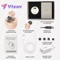 Aparat Auditiv cu acumulator, reincarcabil, Vixev, Volum reglabil 130 dB, Hipoacuzie Medie-Severa, 4 adaptoare urechi - 4