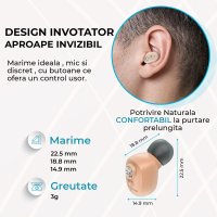 Aparat Auditiv cu acumulator, reincarcabil, Vixev, Volum reglabil 130 dB, Hipoacuzie Medie-Severa, 4 adaptoare urechi - 5