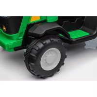 Tractor electric pentru copii Nichiduta Track Green 90W cu telecomanda 2.5G, Acumulator 12V, Remorca detasabila, Centura siguranta, Faruri cu lumini LED, Sunete,slot card, Roti late din plastic rezistent cu aparatori noroi - 5