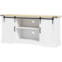 Bufet HOMCOM cu 2 usi glisante si rafturi reglabile, 150L x 40P x 72H cm, lemn alb stejar | Aosom Romania - 1