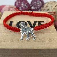 Bratara Pitbull din Argint 925 cu snur reglabil impletit - 1
