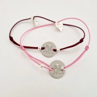 Set 2 bratari Chic Bijoux Sisters Forever cu diamante naturale, banuti personalizati de 15 mm, argint 925 si snur reglabil - 1