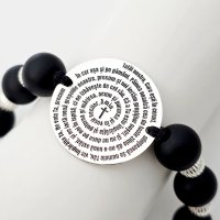 Bratara Rugaciunea Tatal Nostru - Bijuterie cu Har - Pietre semipretioase ONIX mat si 8 bilute - Argint 925 - Snur reglabil - 1