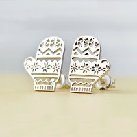 Cercei Chic Bijoux - Manusa de Iarna din Argint 925 cu Decupaje - 1