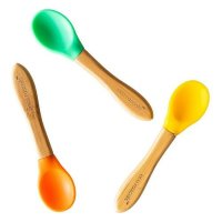 Set 3 lingurite bambus verde, portocaliu, galben eco rasca - 1