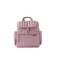 Rucsac Skip Hop pentru mamici, Matlasat si Compartimentat, cu 2 gentute si salteluta de infasat, 41x20x36 cm, Roz - 1