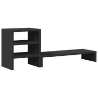 Suport pentru monitor cu organizator de birou din lemn negru - 1
