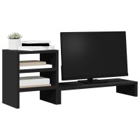 Suport pentru monitor cu organizator de birou din lemn negru - 3
