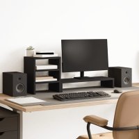 Suport pentru monitor cu organizator de birou din lemn negru - 2