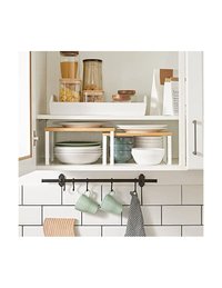 Set Songmics KCS02NW cu 2 organizatoare de dulap, metal si bambus, alb si natural - 2