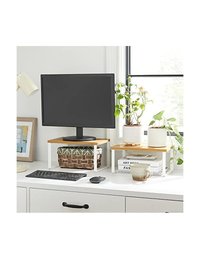 Set Songmics KCS02NW cu 2 organizatoare de dulap, metal si bambus, alb si natural - 4