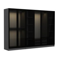 Dulap KALE cu 6 usi, 3 bare pentru haine, antracit si geam fumuriu, dimensiuni 270x52x190 cm - 1