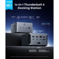 Statie Docking Anker Prime TB5 14-in-1, Thunderbolt 5, 120Gbps, 140W, 8K, Gri - 3