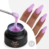Gel Constructie Everin Stunning 11 Lila Lavandă cu Paiete Holografice | Gel Autonivelant Profesional - 1