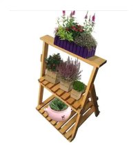 Etajera flori din lemn, Homs Garden 4, Natur, 69 x 58 x 50 cm - 1